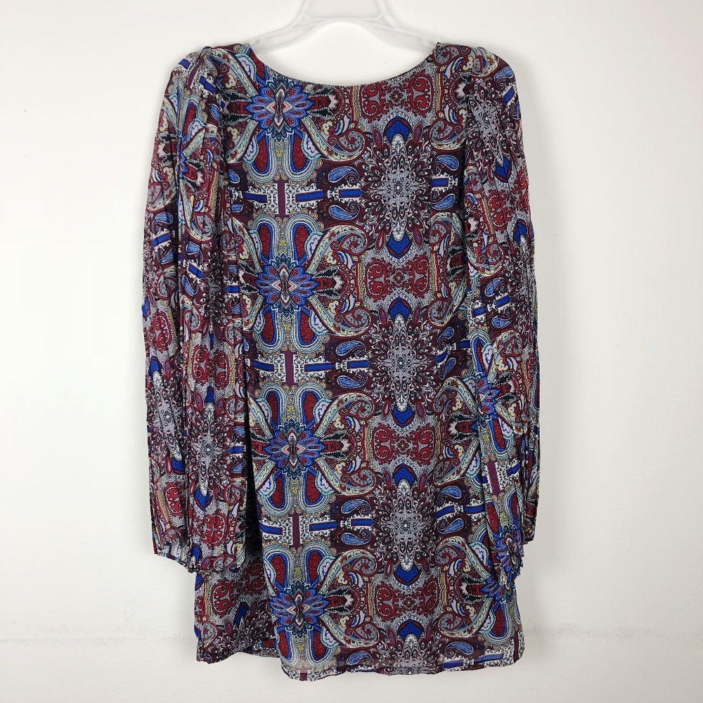 Fire Los Angeles Boho Print Bell Sleeve Dress